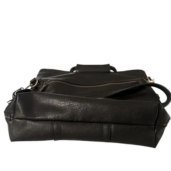 Sasha + Sofi Vegan Hobo Crossbody Bag Dual Handles + Shoulder Strap Black - Picture 6 of 9